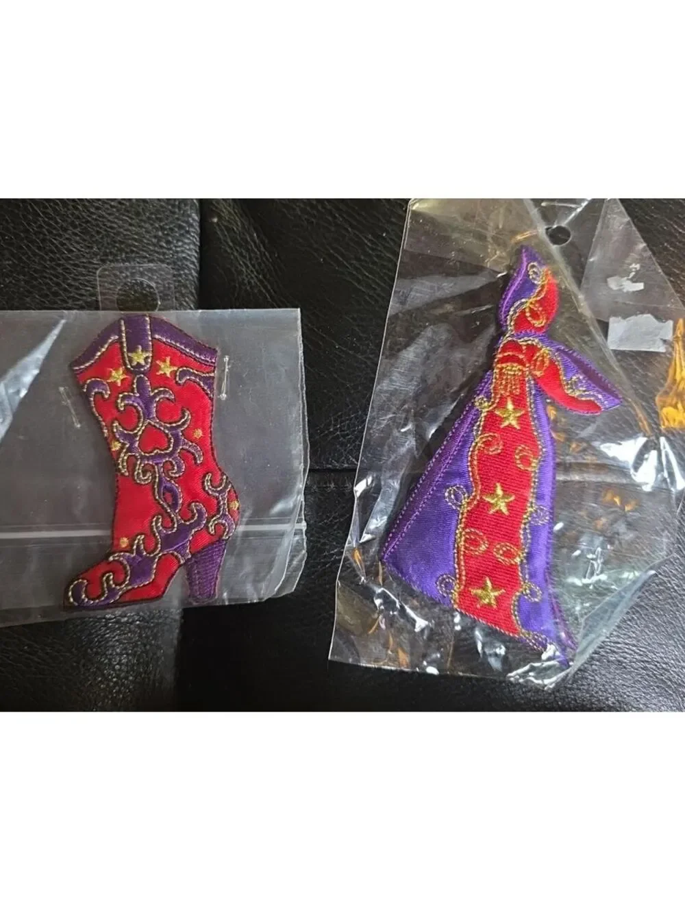 Red Hat Lady Cowgirl Embroidered Patches Set Boot & Cloak Applique Iron On